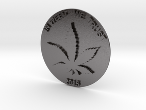 Marijuana Coin in Polished Nickel Steel