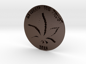 Marijuana Coin in Polished Bronze Steel