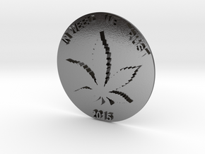 Marijuana Coin in Polished Silver