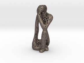 Thinking Man Vornoi style in Polished Bronzed Silver Steel