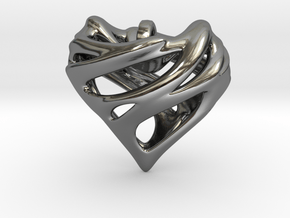 Alien Heart Pendant in Fine Detail Polished Silver