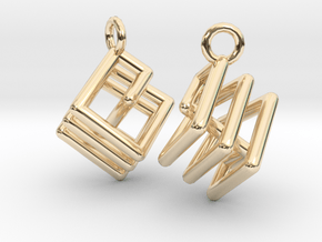 Ring-in-a-Cube Ear Rings in 14k Gold Plated Brass