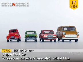 4x 1970s cars (SET A - TT 1:120) in Tan Fine Detail Plastic