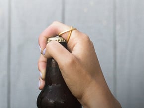 Bottle Opening Ring - Sz9 in Polished Gold Steel