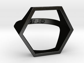 Hexagon Ring - Sz5 in Matte Black Steel