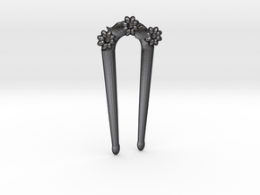 Hairfork Flower Arch 6.5cm hair fork in Polished and Bronzed Black Steel