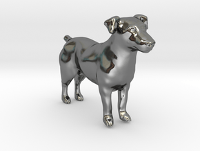 Standing Jack Russell Terrier in Fine Detail Polished Silver