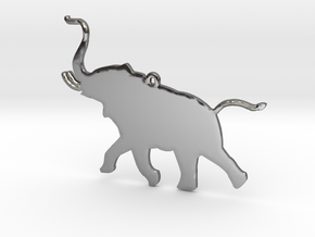 Trumpeting Elephant in Fine Detail Polished Silver