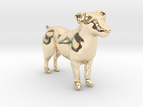 Black & White Jack Russell Terrier in 14K Yellow Gold