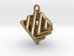 Ring-in-a-Cube in Polished Gold Steel