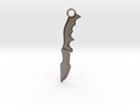 CS:GO hunting knife keychain in Polished Bronzed Silver Steel