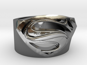 SuperManRIng - Man Of Steel Size US11.5 in Fine Detail Polished Silver
