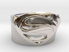 SuperManRIng - Man Of Steel Size US11.5 in Rhodium Plated Brass