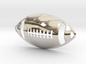 3D Football Pendant in Rhodium Plated Brass