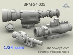 1/24 SPM-24-005 Heavy gun scopes in Clear Ultra Fine Detail Plastic