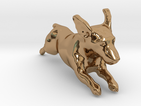 Running Jack Russell Terrier in Polished Brass