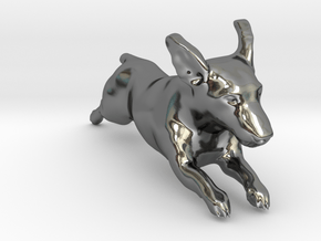 Running Jack Russell Terrier in Fine Detail Polished Silver