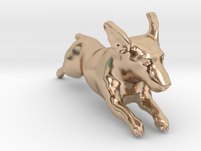 Running Jack Russell Terrier in 14k Rose Gold Plated Brass