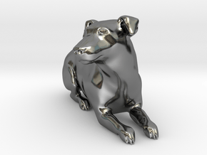 Laying Jack Russell Terrier 1 in Fine Detail Polished Silver