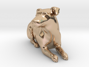 Laying Jack Russell Terrier 1 in 14k Rose Gold Plated Brass