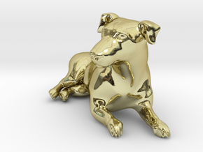Laying Jack Russell Terrier 2 in 18k Gold Plated Brass