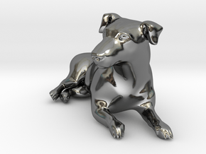 Laying Jack Russell Terrier 2 in Fine Detail Polished Silver