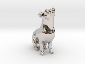 Howling Jack Russell Terrier in Rhodium Plated Brass