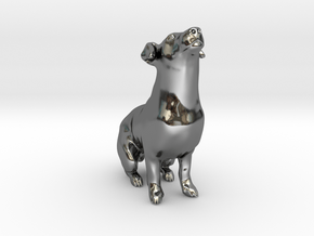 Howling Jack Russell Terrier in Fine Detail Polished Silver