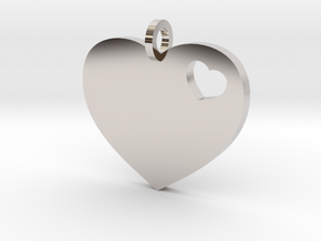 Heart Pendant Simple w/ring in Platinum