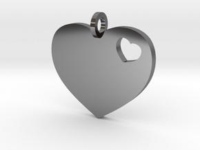 Heart Pendant Simple w/ring in Fine Detail Polished Silver