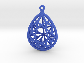 3D Printed Diamond Pear Drop Earrings in Blue Processed Versatile Plastic