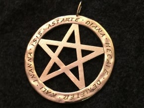 Pentacle pendant - Goddess chant in Natural Brass
