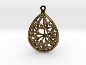 3D Printed Diamond Pear Drop Earrings in Polished Bronze