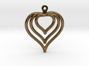 3D Printed Wired Love Yourself Heart Earrings in Polished Bronze