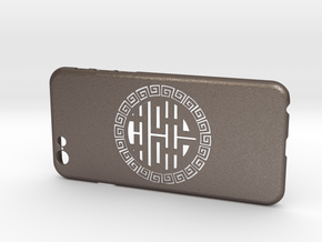 Chinese Lucky Mark 喜喜 iPhone6 case  in Polished Bronzed Silver Steel