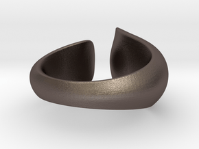 Tactile Bold Flame - Size 5 in Polished Bronzed Silver Steel