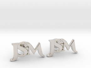 Monogram Cufflinks JSM in Rhodium Plated Brass