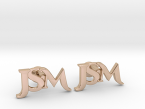 Monogram Cufflinks JSM in 14k Rose Gold Plated Brass