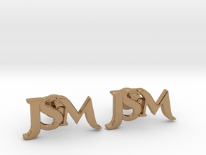 Monogram Cufflinks JSM in Polished Brass