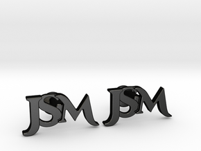 Monogram Cufflinks JSM in Matte Black Steel