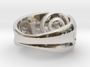 Spiral ring - Size 5 in Rhodium Plated Brass