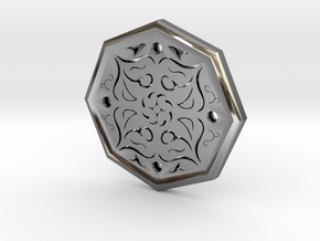 Octagon Rune Amulet in Fine Detail Polished Silver