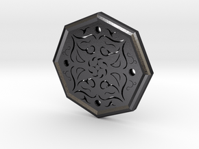 Octagon Rune Amulet in Polished and Bronzed Black Steel