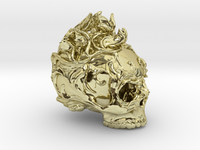 Skull01 Ornamental01 in 18k Gold Plated Brass