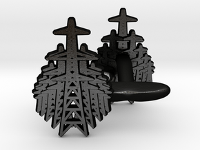 Pylon Fan cufflinks in Matte Black Steel