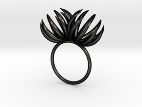 Double Bloom Ring size P1/2 in Matte Black Steel
