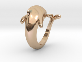 Dolphin Ring size 7- 17 mm diameter in 14k Rose Gold Plated Brass