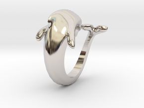 Dolphin Ring size 7- 17 mm diameter in Rhodium Plated Brass