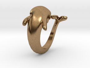 Dolphin Ring size 7- 17 mm diameter in Natural Brass