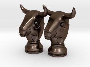 Pair Chess Bull Big | Timur Thaur in Polished Bronze Steel